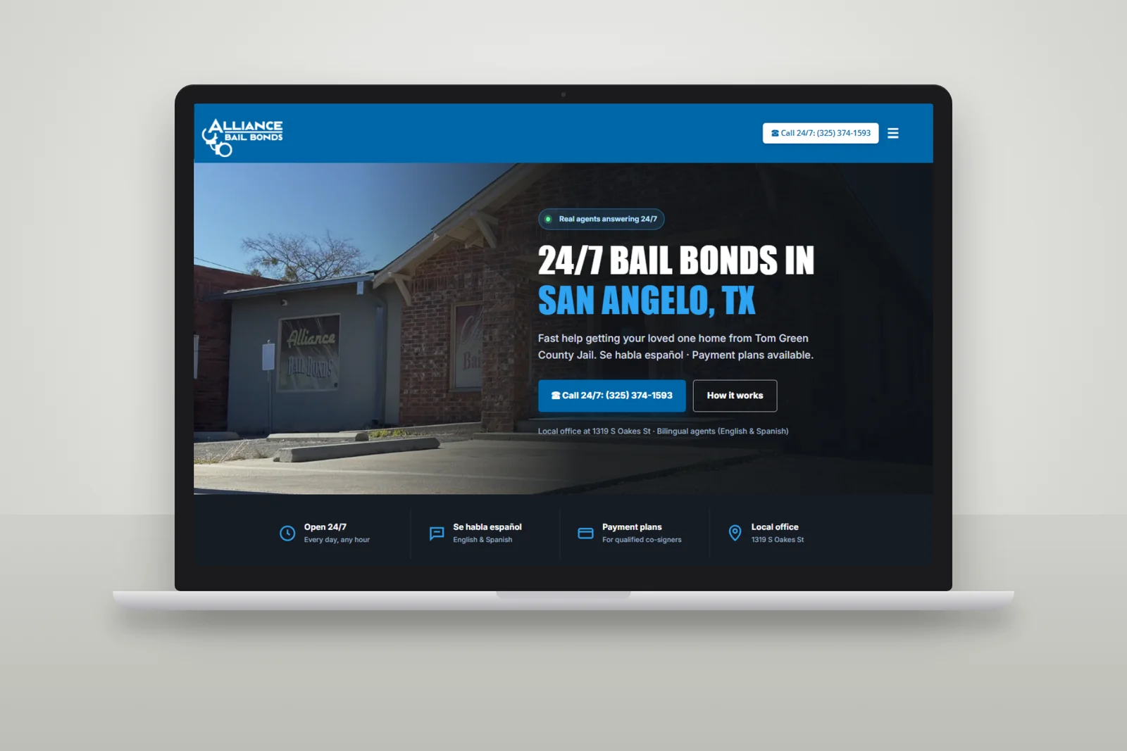 Alliance Bail Bonds bilingual website by The Lions Media