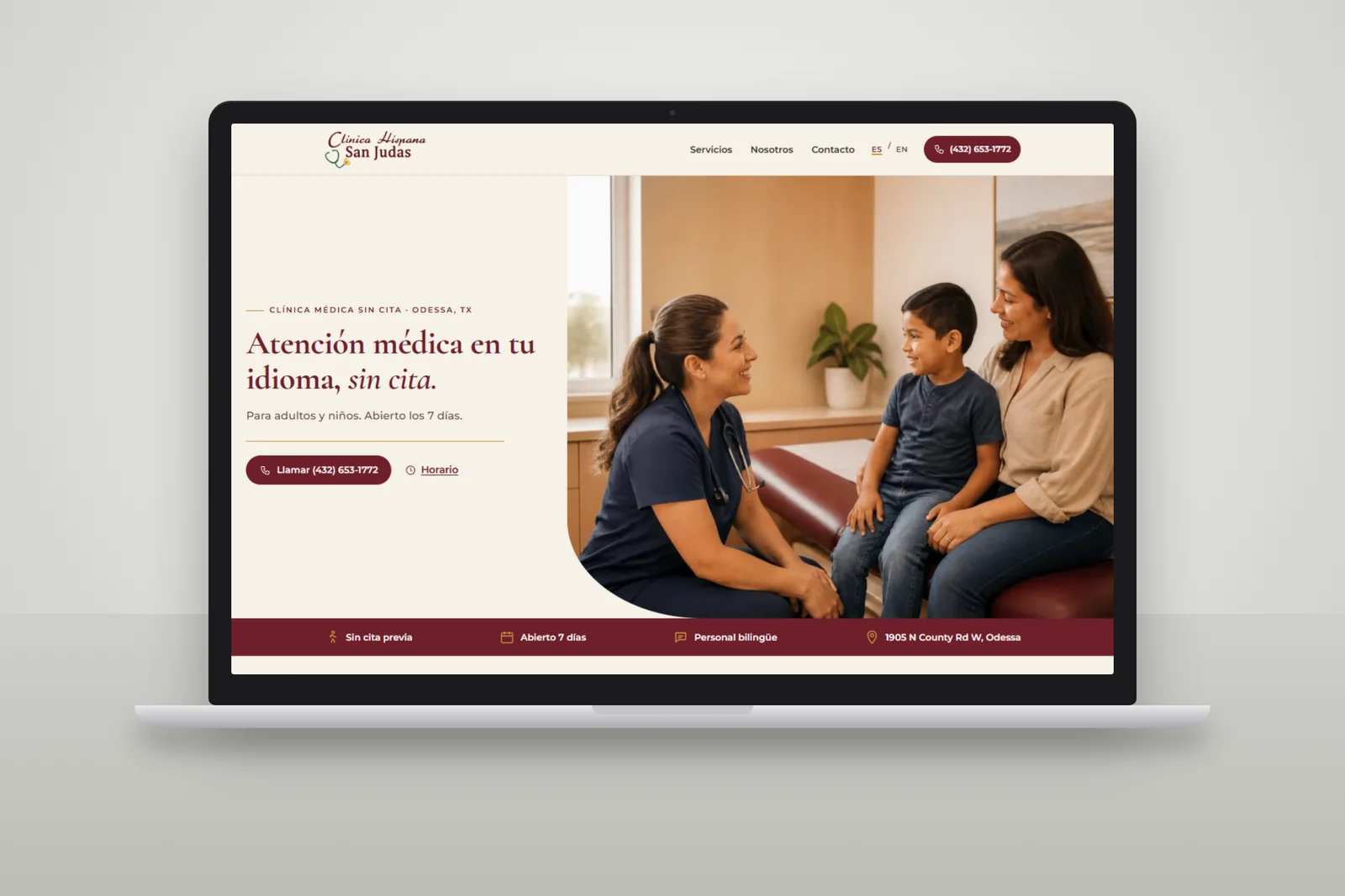 Clínica Hispana San Judas bilingual clinic website by The Lions Media