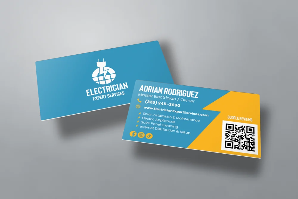 Electrician Expert Services business card design in two colors by The Lions Media