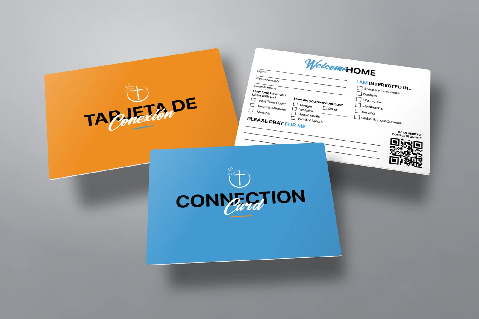 Kairos Christian Center bilingual connection cards by The Lions Media